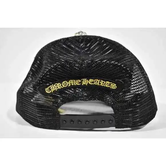 Chrome Hearts Hollywood Trucker Black Yellow Corduroy Baseball Cap Snapback Hat